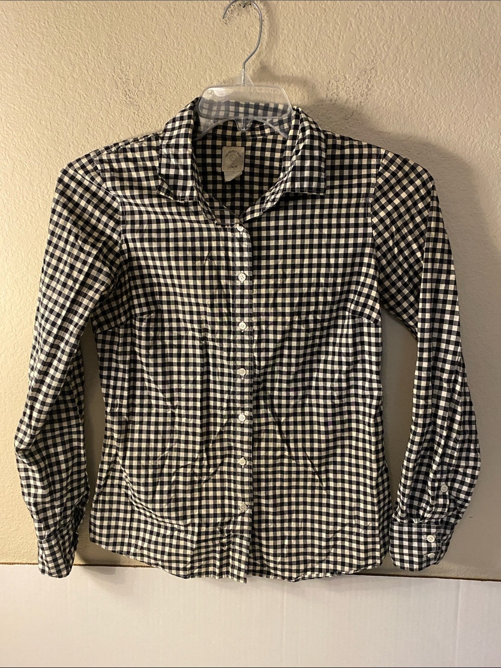 J. Crew Black and White Gingham Button-Down Shirt
